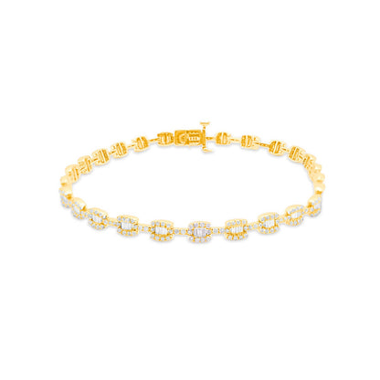 4mm 10K Gold Diamond Baguette Bracelet