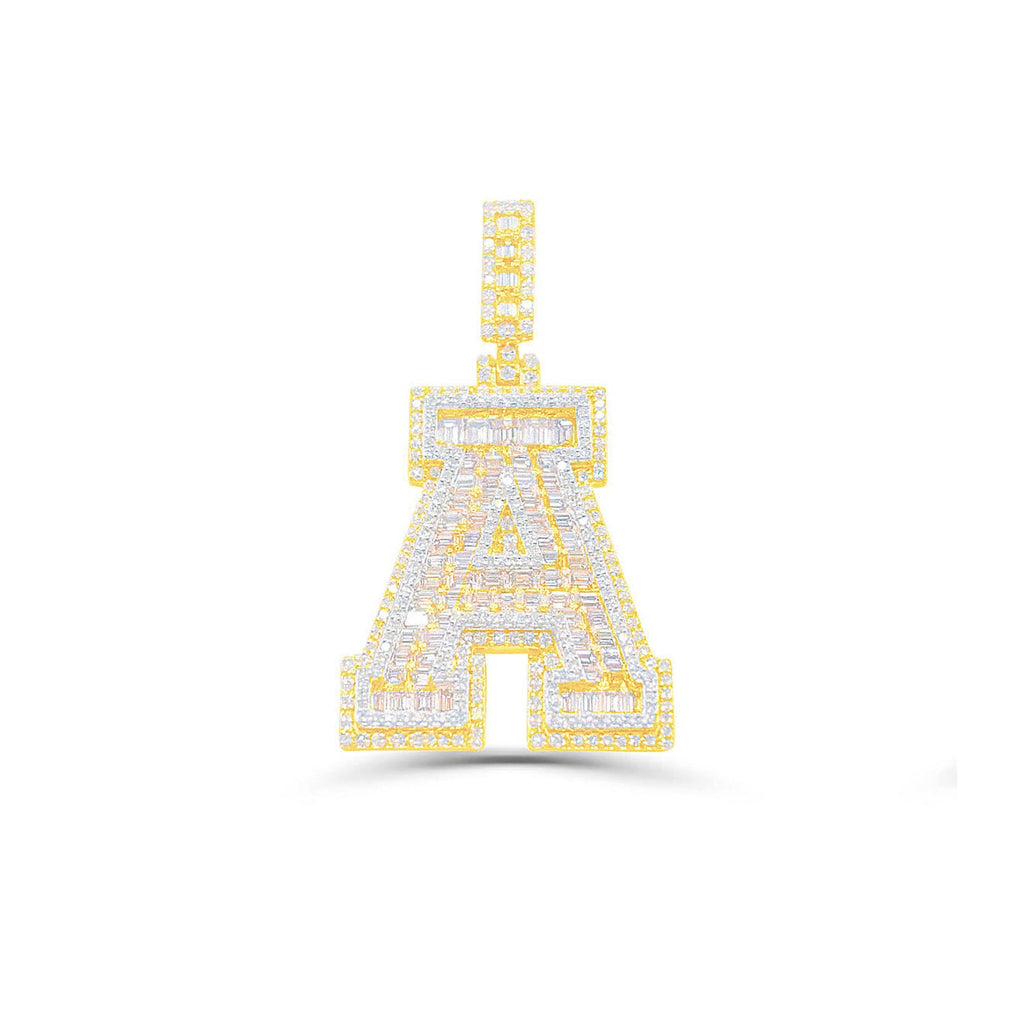 10K Gold Diamond Letter A Pendant