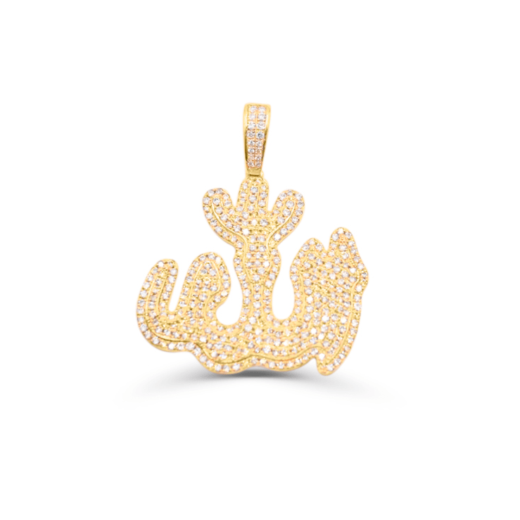 10K Gold Diamond Allah Pendant 3.50CT