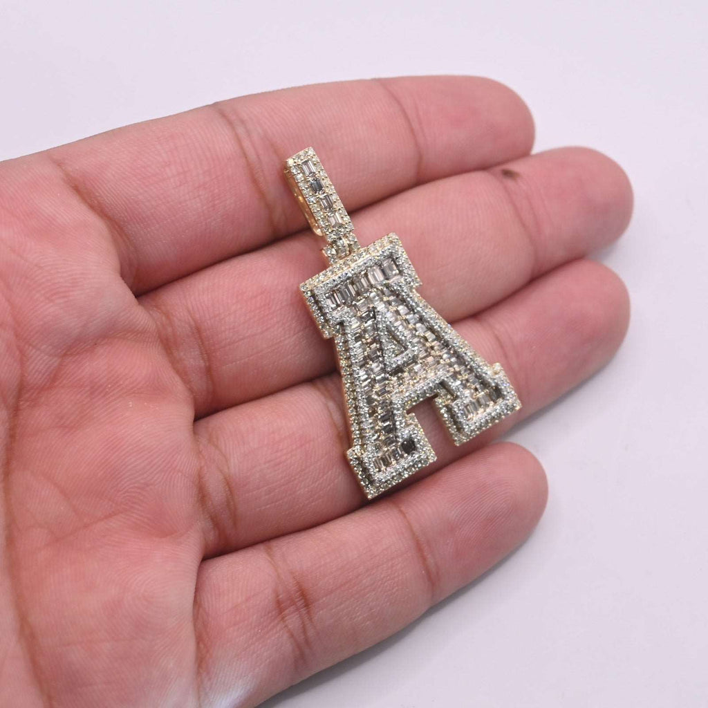 10K Gold Diamond Letter A Pendant