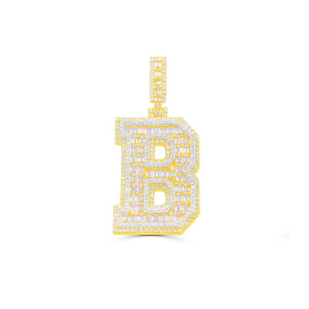 10K Gold Diamond Letter B Pendant