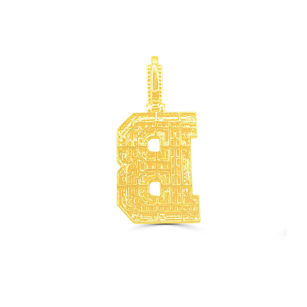10K Gold Diamond Letter B Pendant