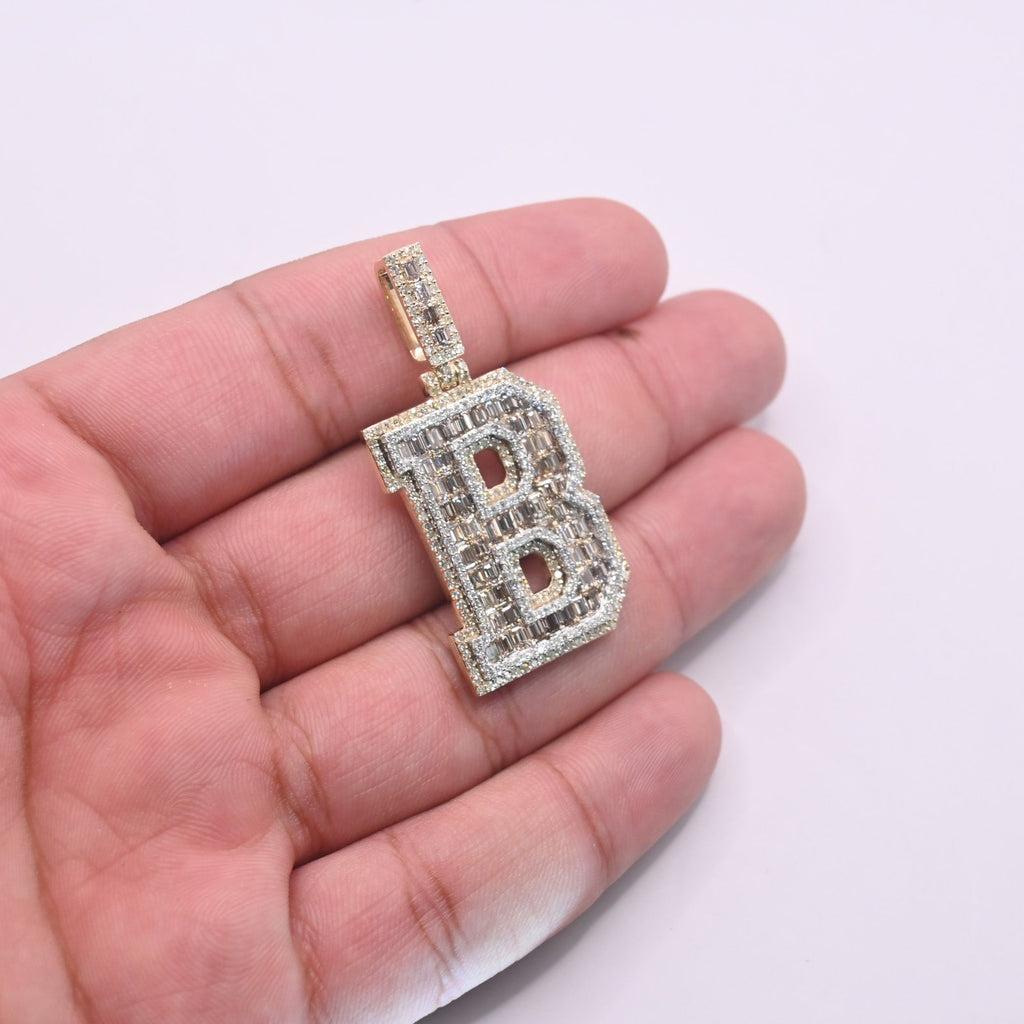 10K Gold Diamond Letter B Pendant