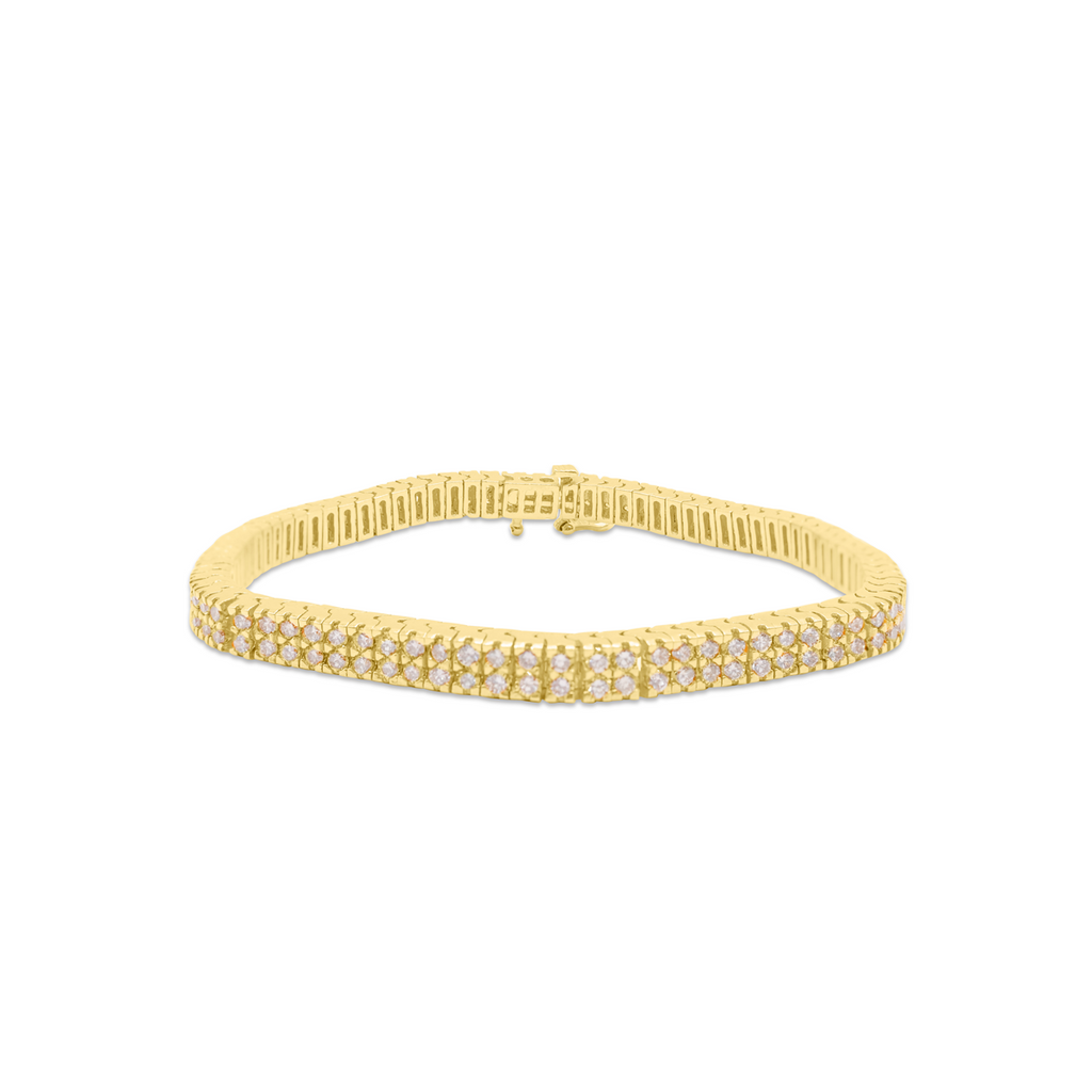 5mm 14k Yellow Gold 2 Row Tennis Bracelet