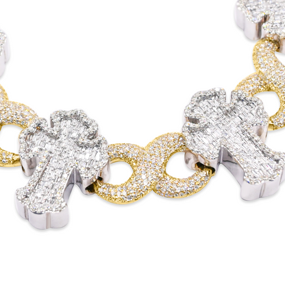 22mm 10K Cross Infinity Gold Diamond Bracelet