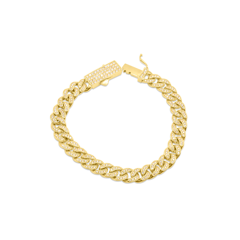 8.5mm 10K Yellow Gold Diamond Bracelet