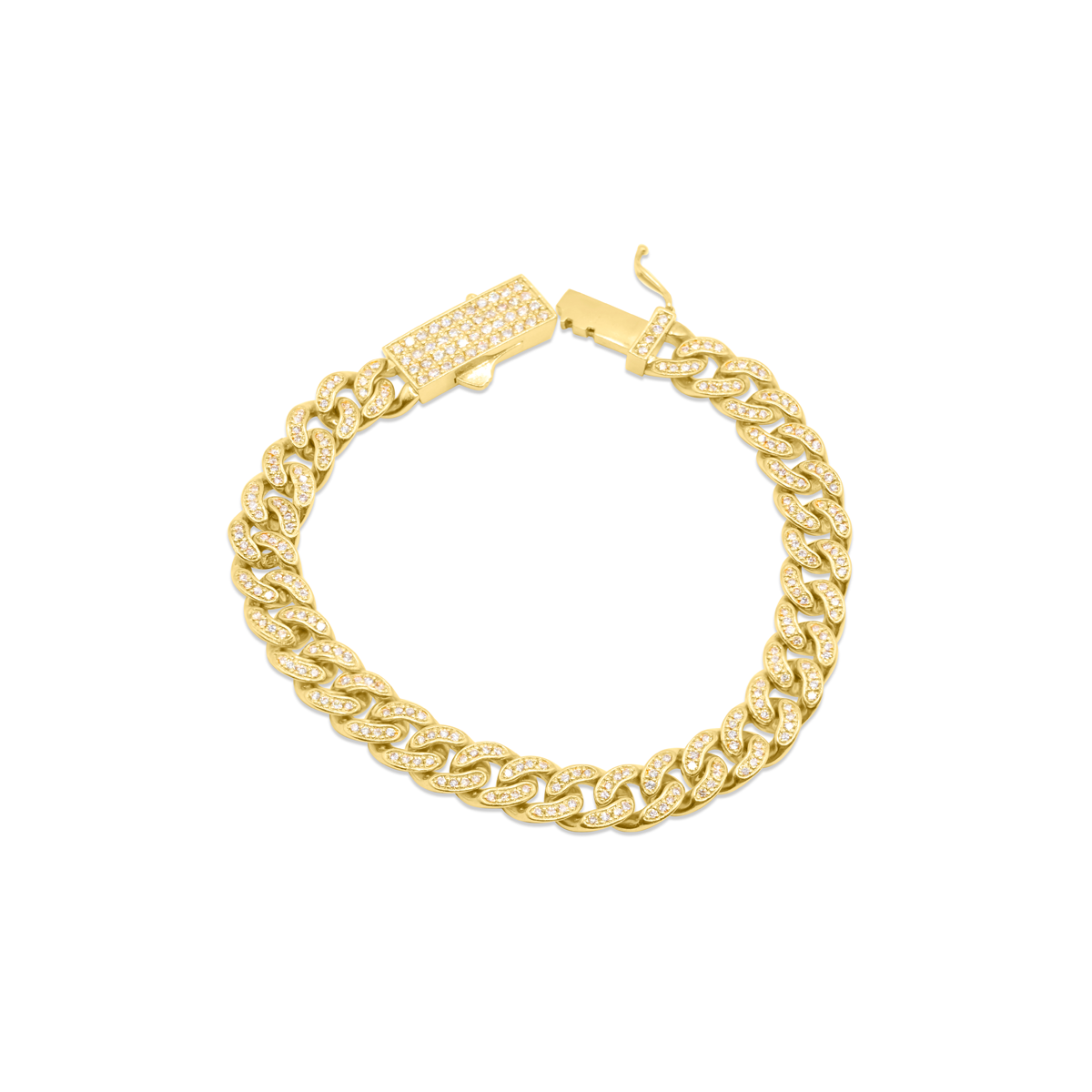 8.5mm 10K Yellow Gold Diamond Bracelet