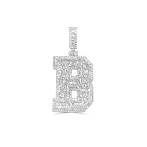 10K Gold Diamond Letter B Pendant