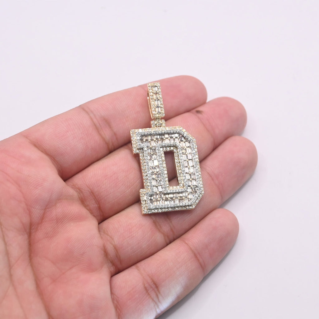 10K Gold Diamond Letter D Pendant