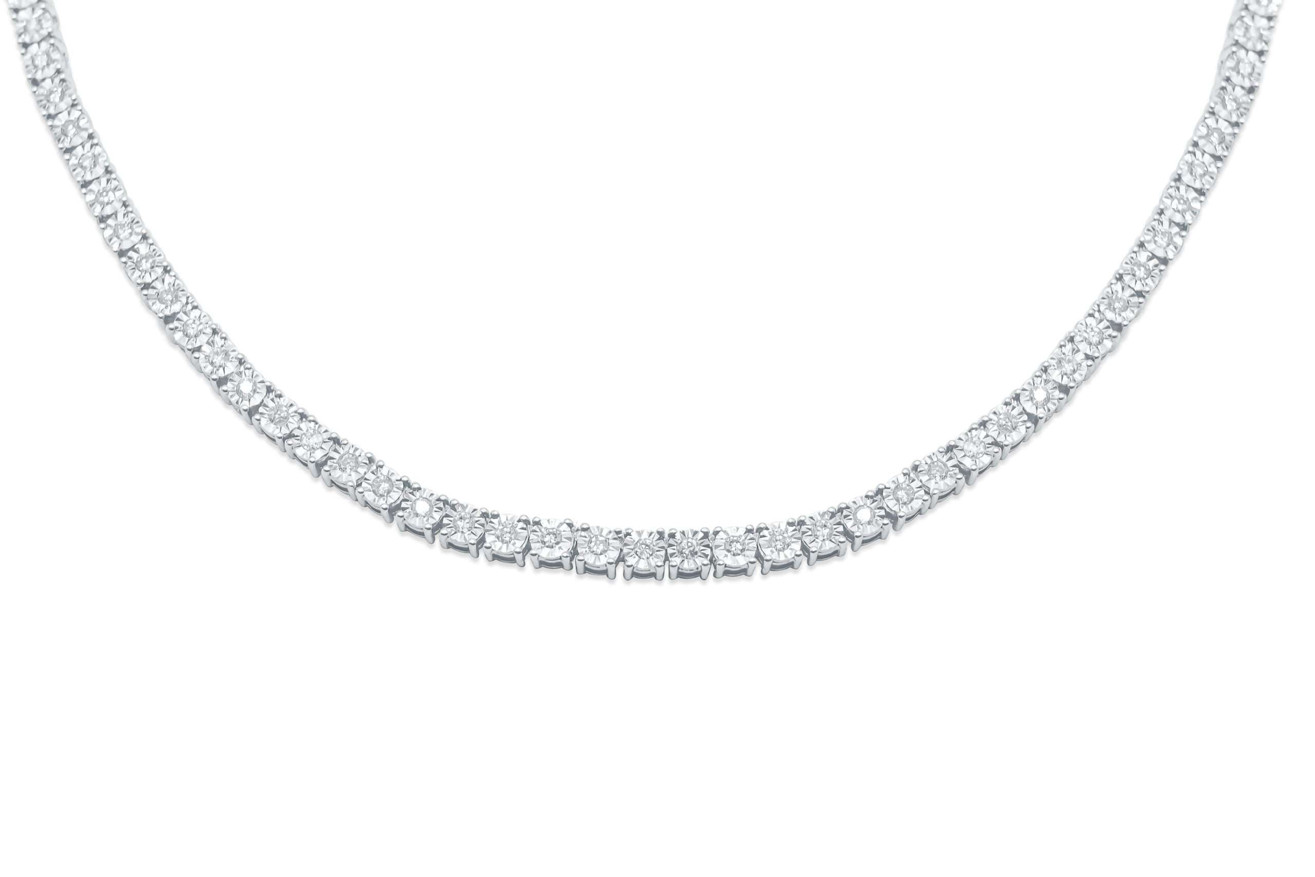 3.50mm 10K Diamond Tennis Cut White Gold Chain