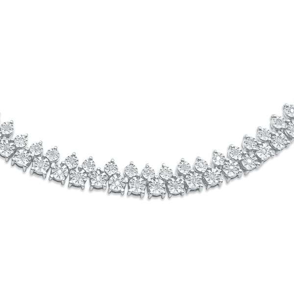 6.5mm 925 Sterling Silver with Diamond Necklace