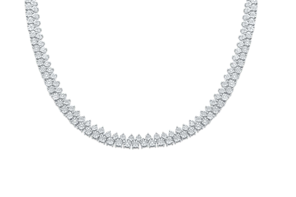 6.5mm 925 Sterling Silver with Diamond Necklace