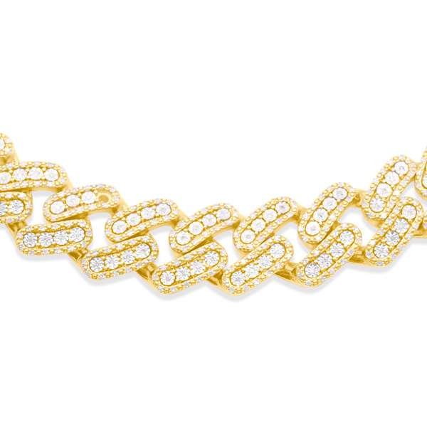 12mm 925 Sterling Silver Gold Plate Cuban Chain