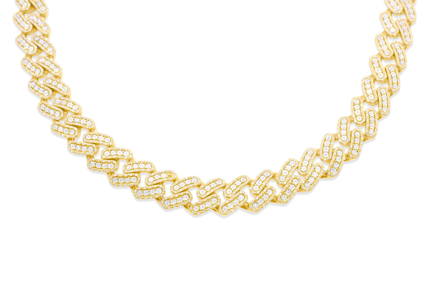 12mm 925 Sterling Silver Gold Plate Cuban Chain