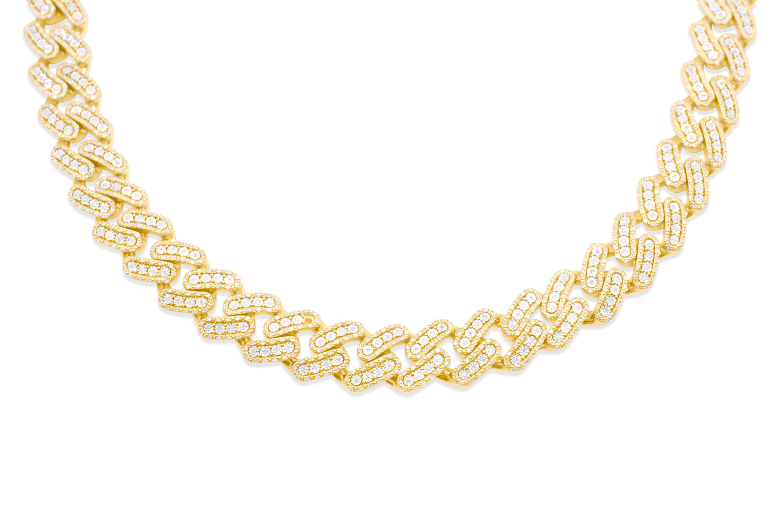 12mm 925 Sterling Silver Gold Plate Cuban Chain