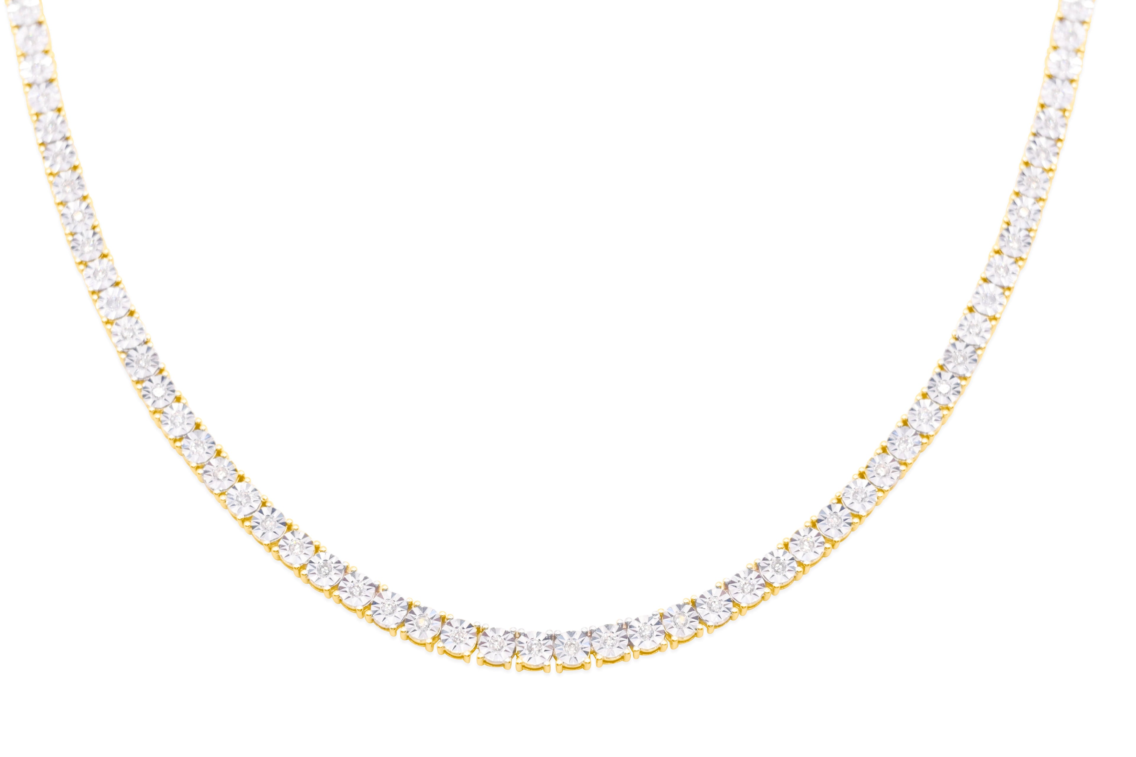 8mm 10K Tennis Gold Diamond Link Necklace
