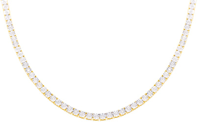 7mm 10K Tennis Gold Diamond Link Necklace