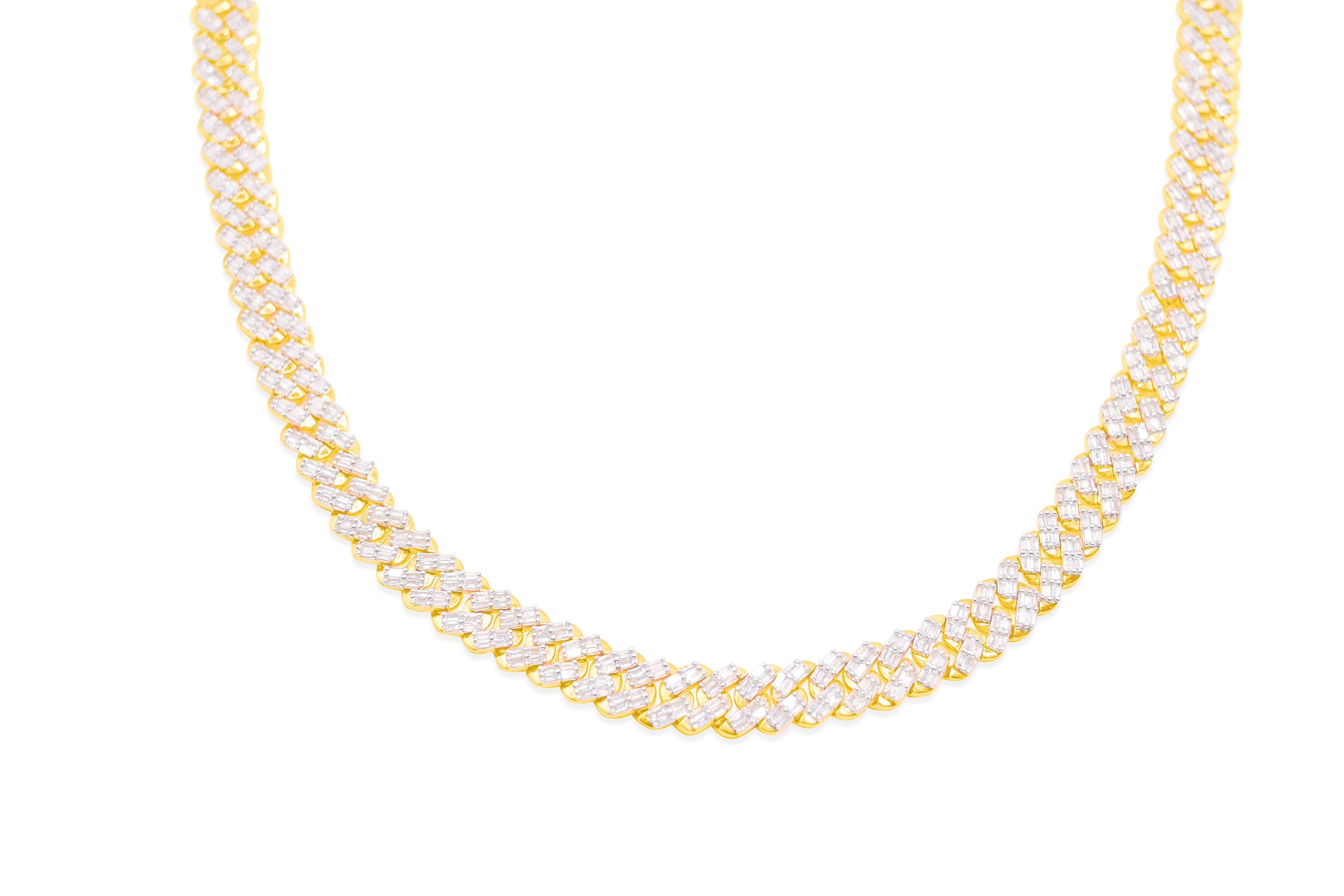 7mm 10K Gold Diamond Cuban Link Chain