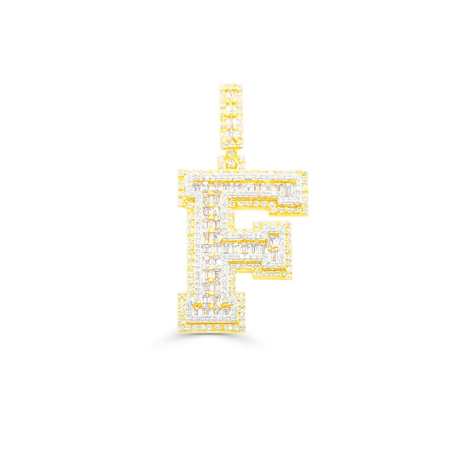 10K Gold Diamond Letter F Pendant