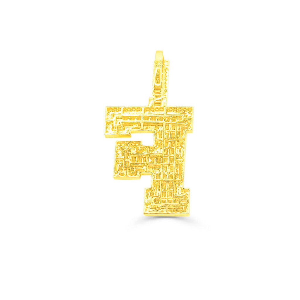 10K Gold Diamond Letter F Pendant