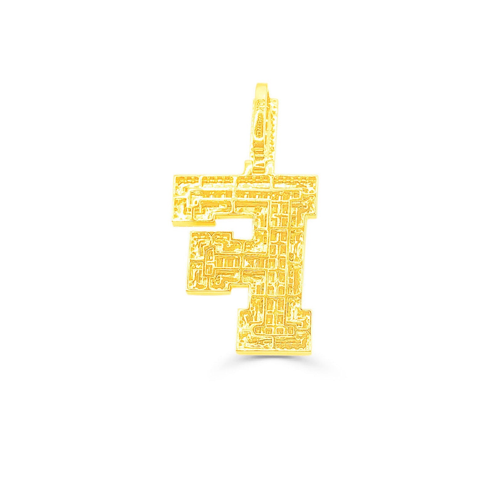 10K Gold Diamond Letter F Pendant