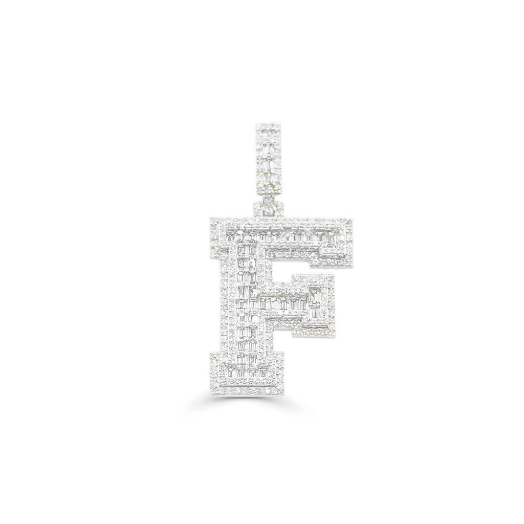 10K Gold Diamond Letter F Pendant