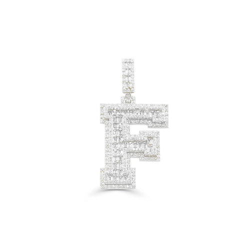 10K Gold Diamond Letter F Pendant