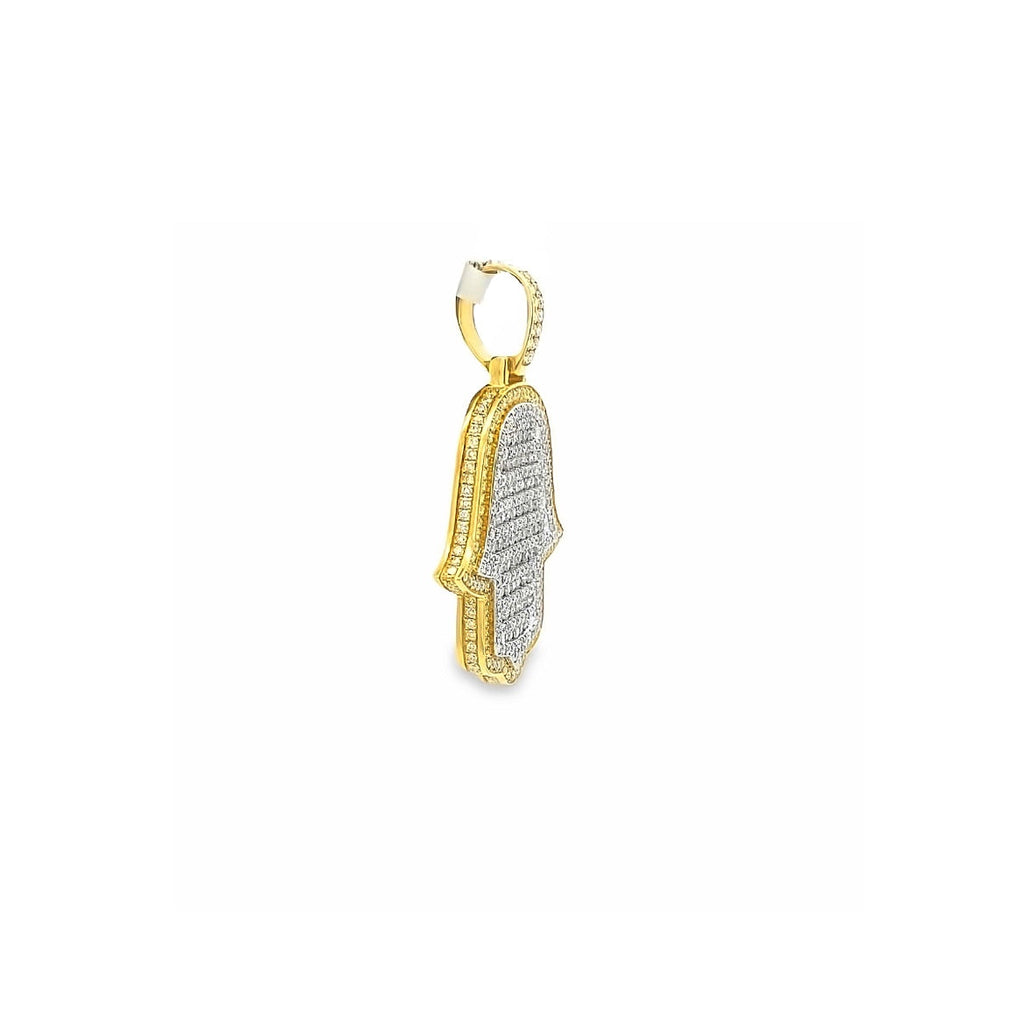 10K Gold Diamond Hamsa Pendant 4.35CT