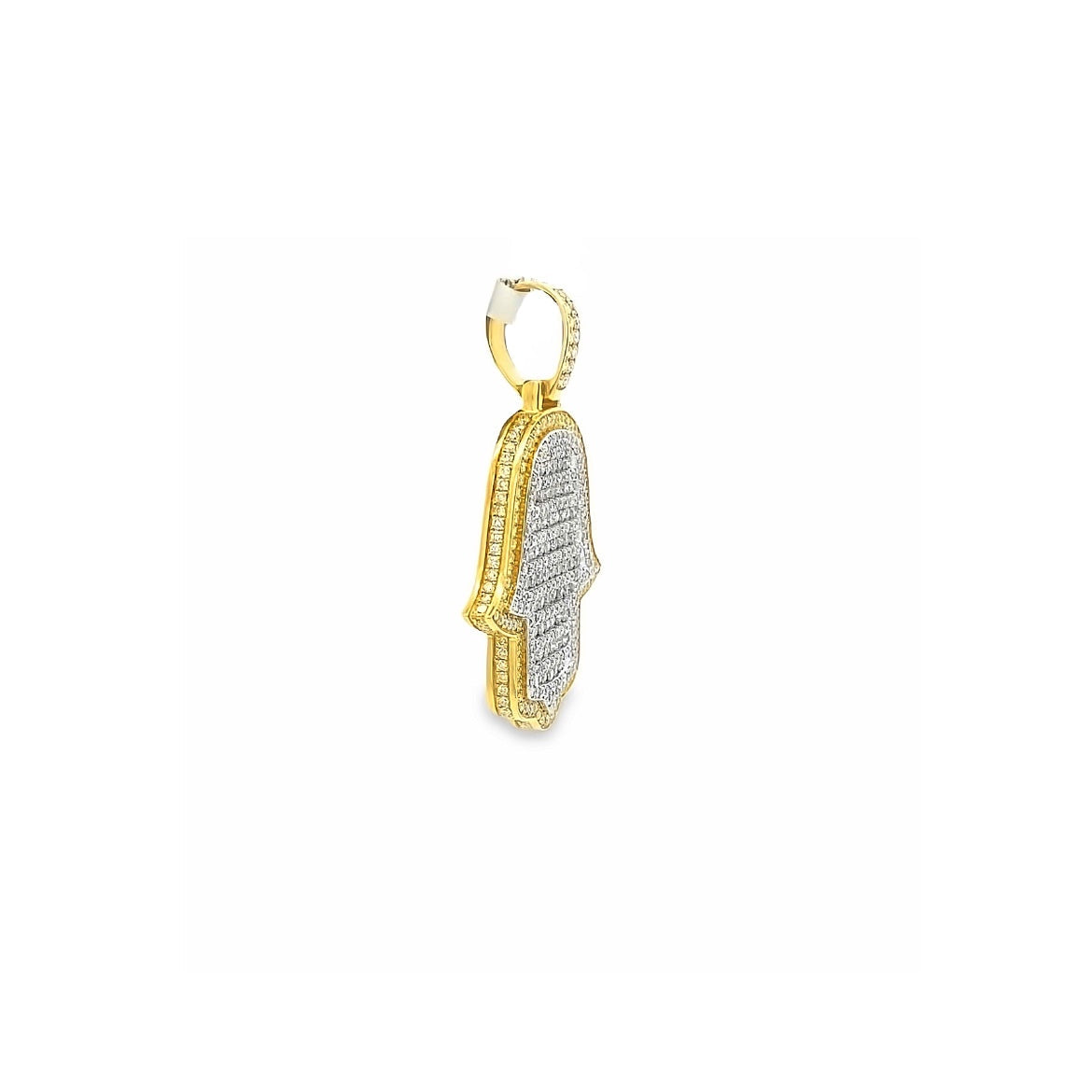 10K Gold Diamond Hamsa Pendant 4.35CT