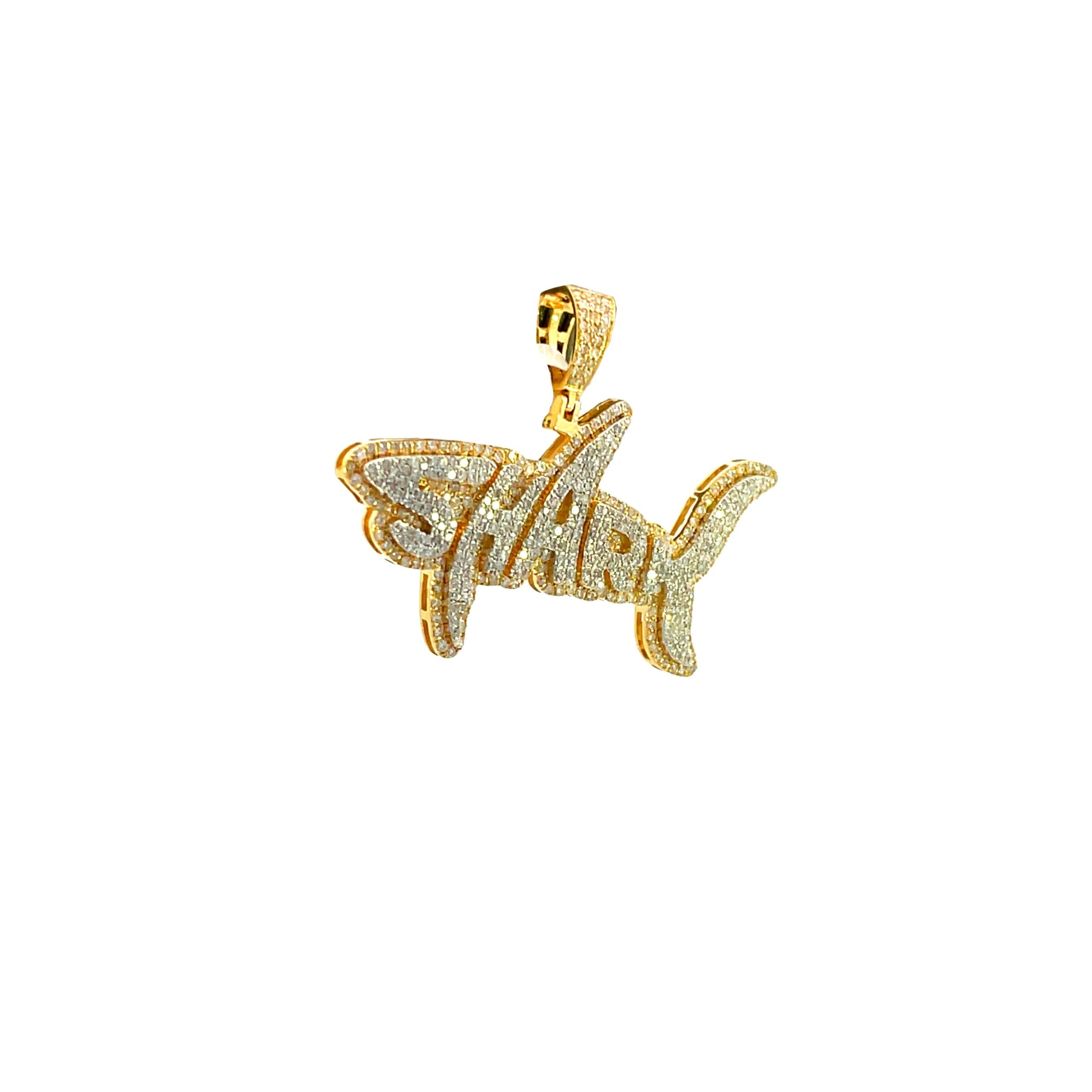 10K Yellow Gold Diamond Pendant for Men 1.50CT