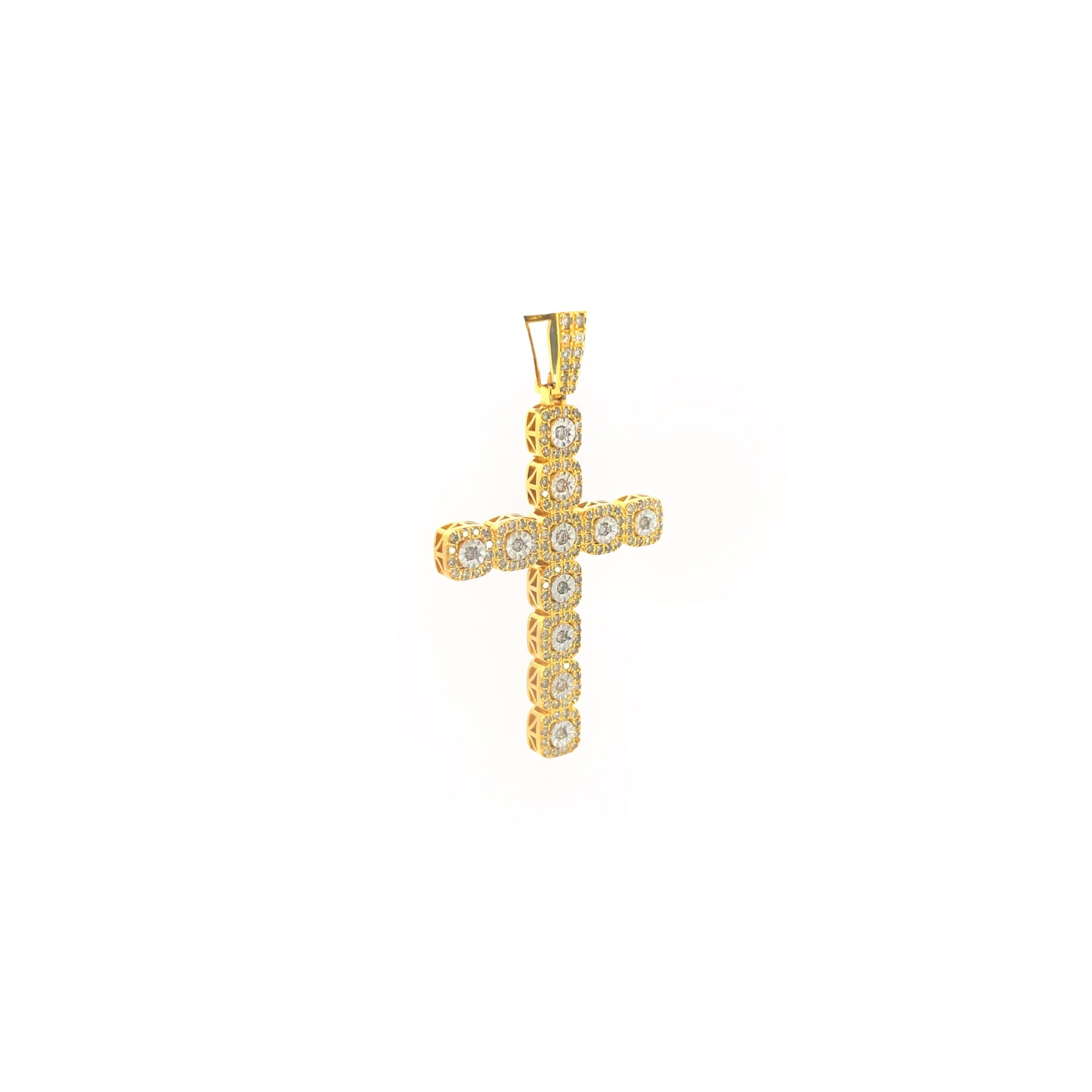 10K Yellow Gold Diamond Cross Pendant For Men