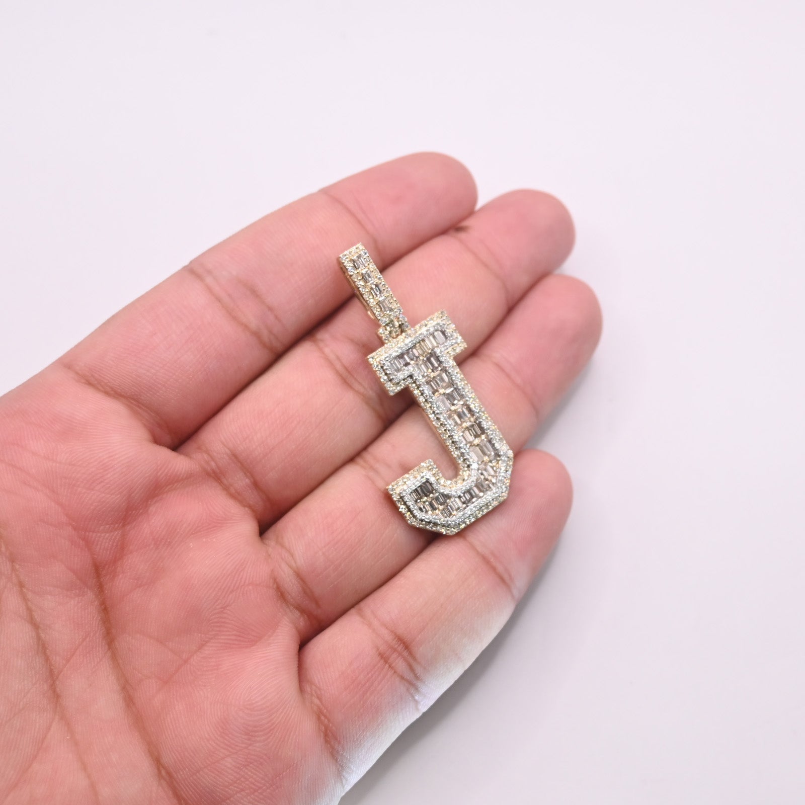 10K Gold Diamond Letter J Pendant