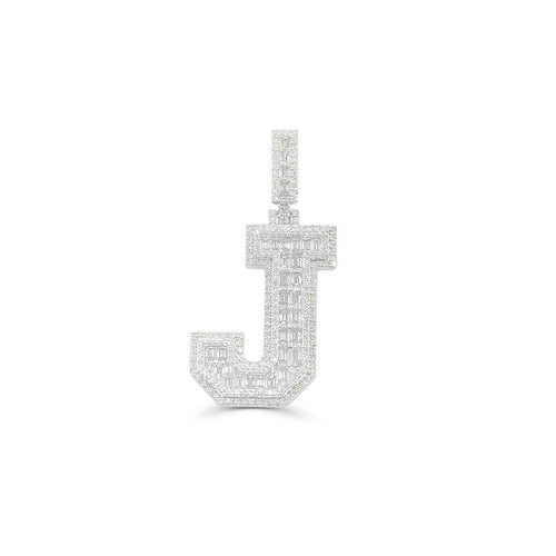 10K Gold Diamond Letter J Pendant