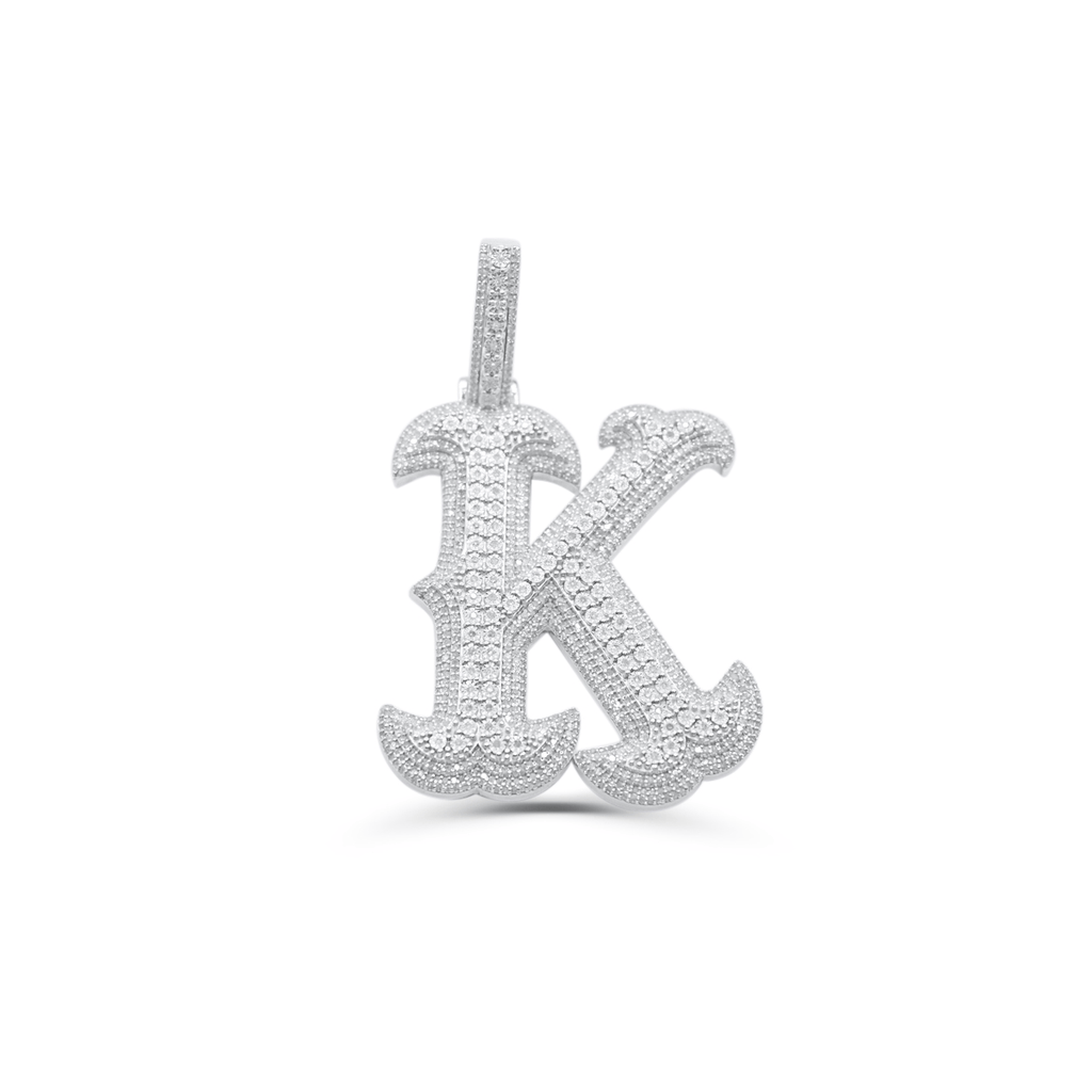 925 Sterling Silver Letter K Pendant