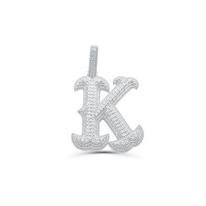 10K Gold Diamond Letter K Pendant 2.00CT