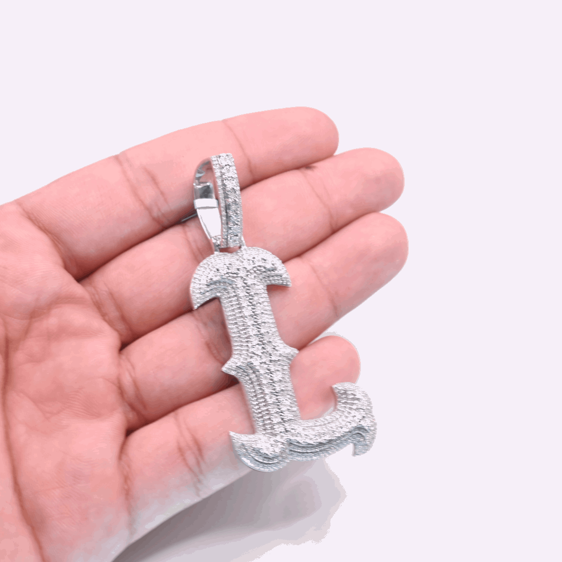 10K Gold Diamond Letter L Pendant 1.78CT
