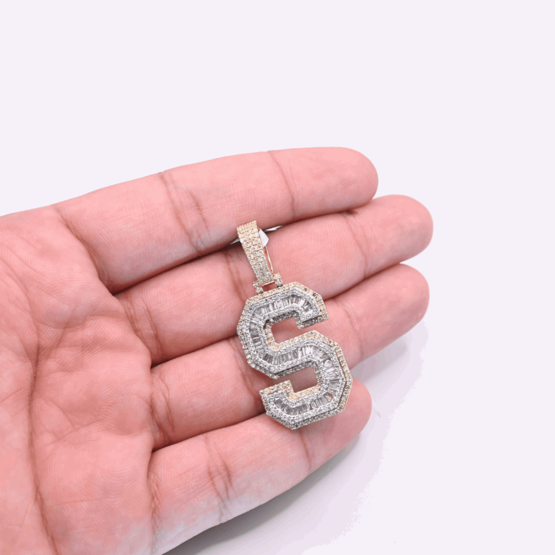 10K Gold Diamond Letter S Pendant 2.50CT