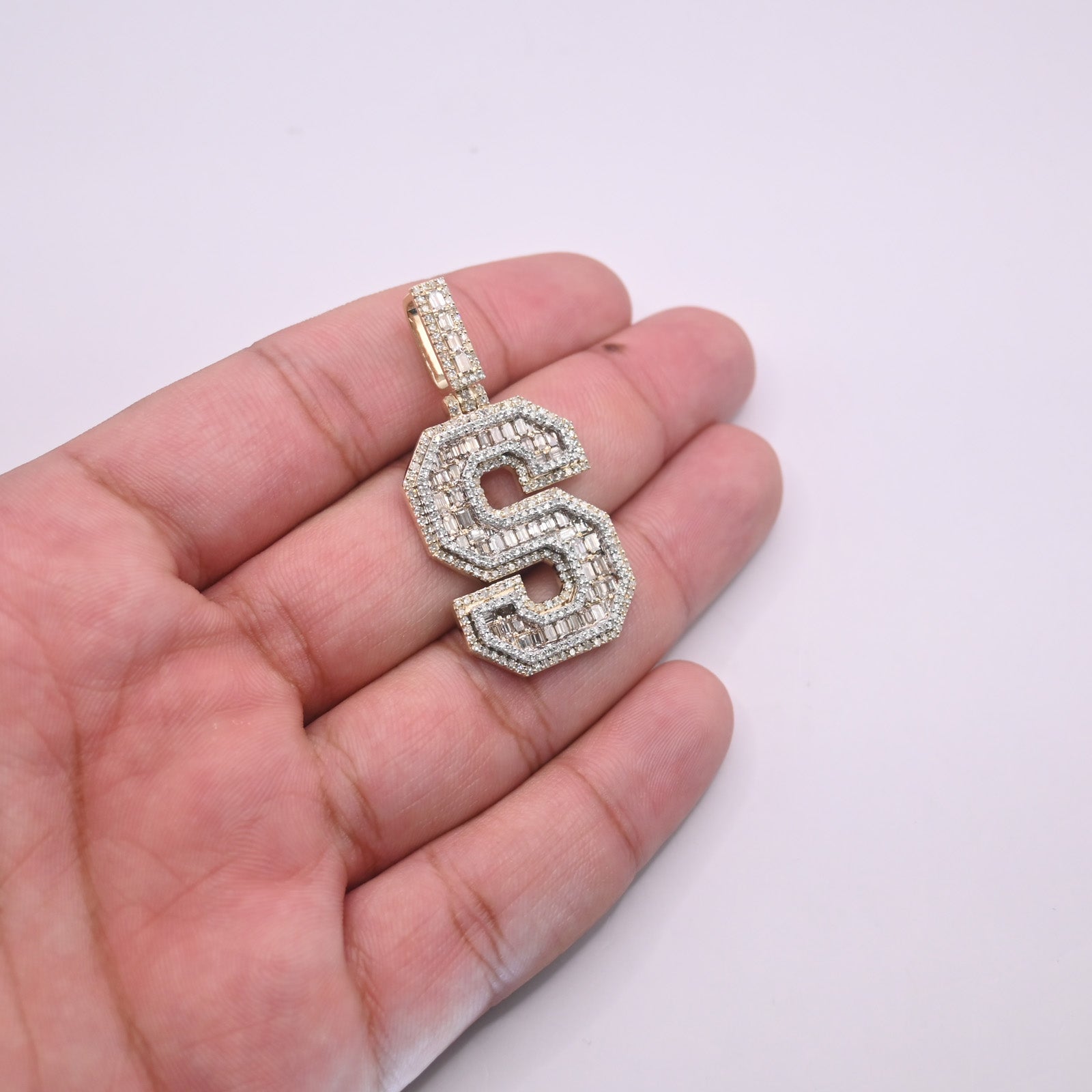 10K Gold Diamond Letter S Pendant