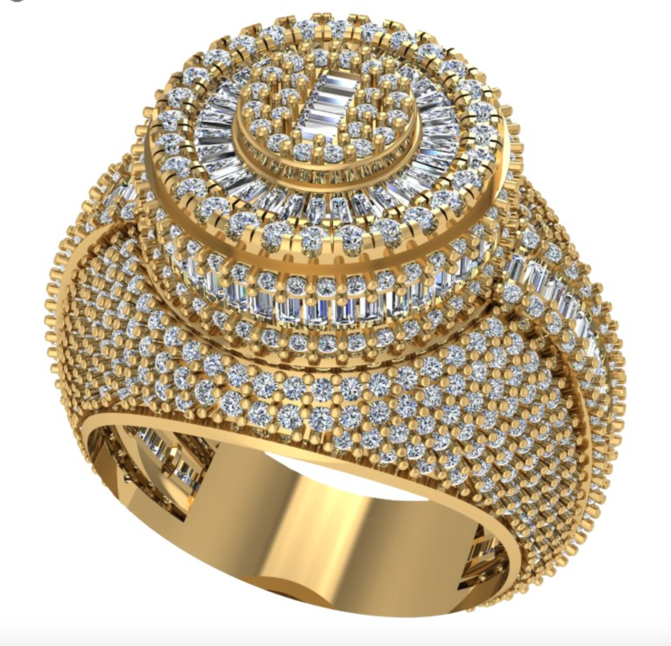 10KT Gold Diamond Men's Ring 3.97CTW