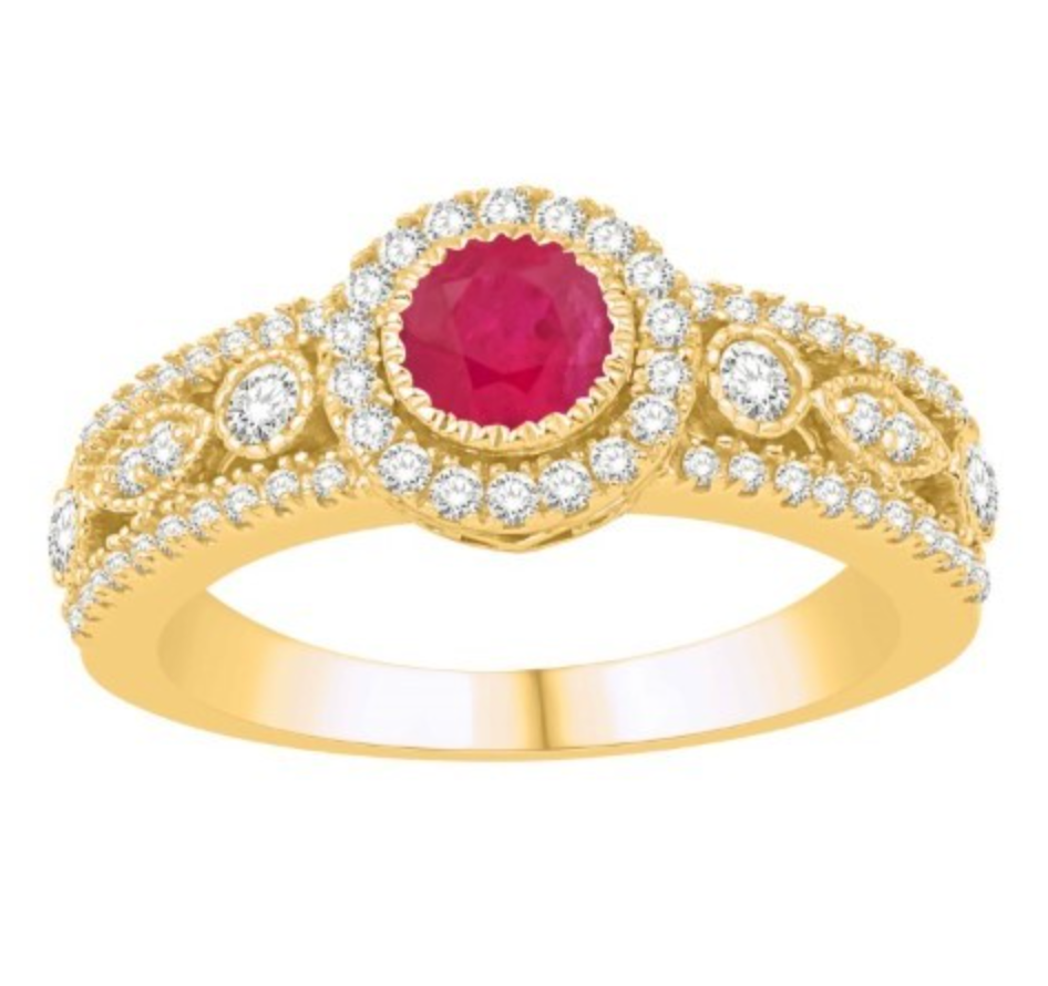 14KT Gold Diamond Women's Ring 0.73CTW