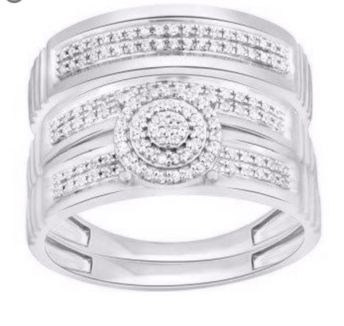 10K Trio Bridal Set 0.33CTW