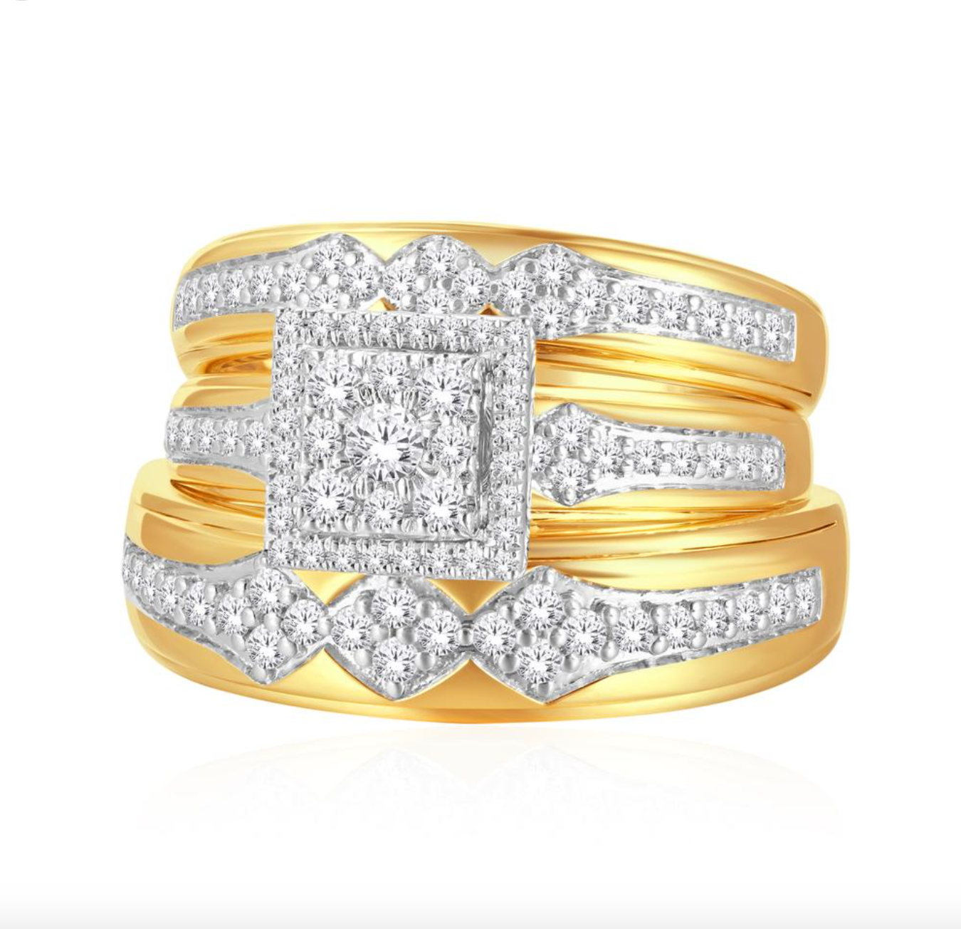 10K Trio Bridal Set 0.72CTW