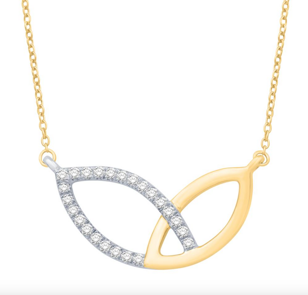 14K Gold Diamond Pendant with Chain 0.19CTW