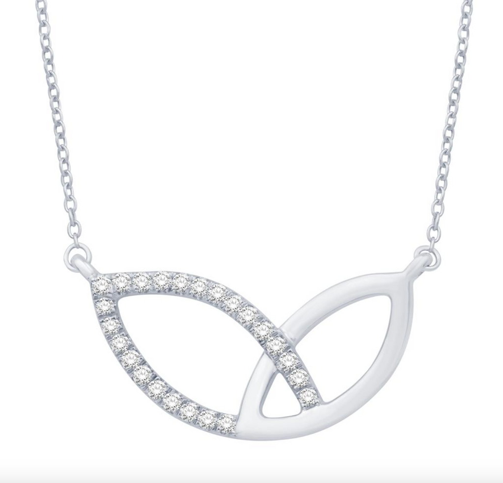 14K Gold Diamond Pendant with Chain 0.19CTW