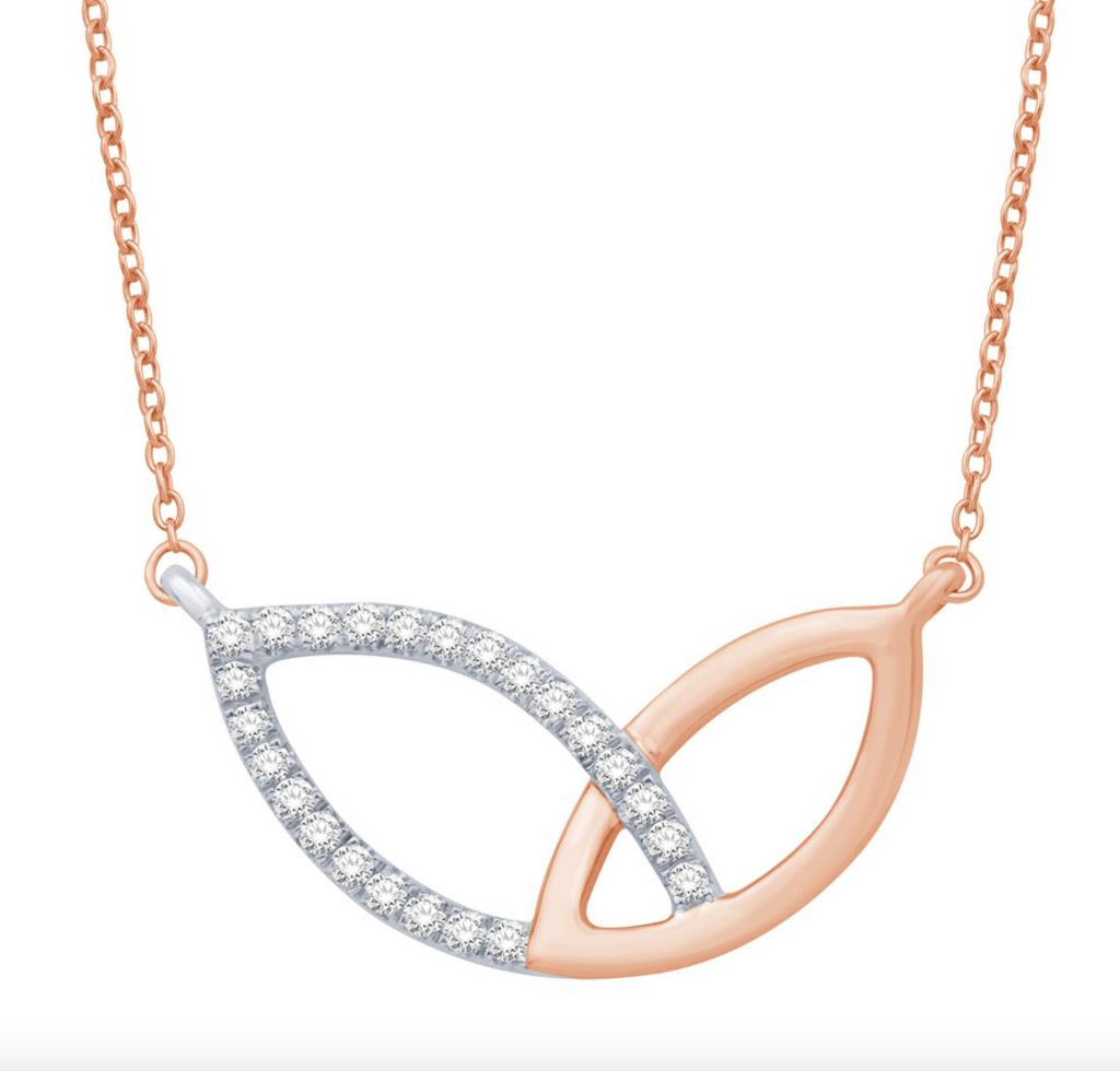 14K Gold Diamond Pendant with Chain 0.19CTW