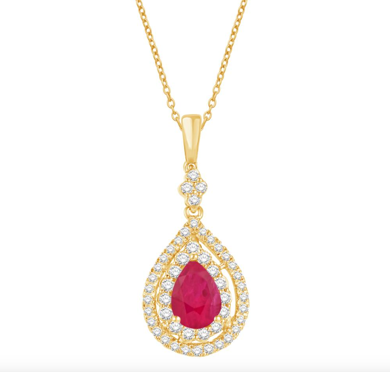 14K Gold Diamond Pendant with Chain 1.15CTW