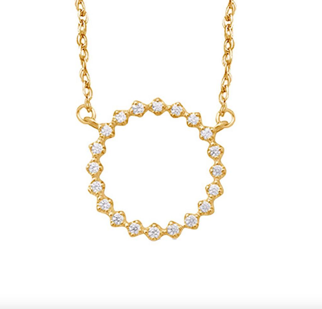 14K Gold Diamond Pendant with Chain 0.12CTW