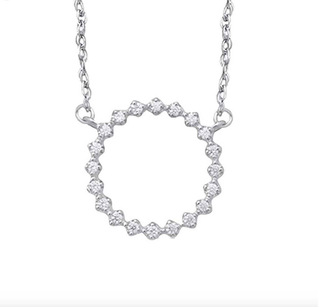 14K Gold Diamond Pendant with Chain 0.12CTW