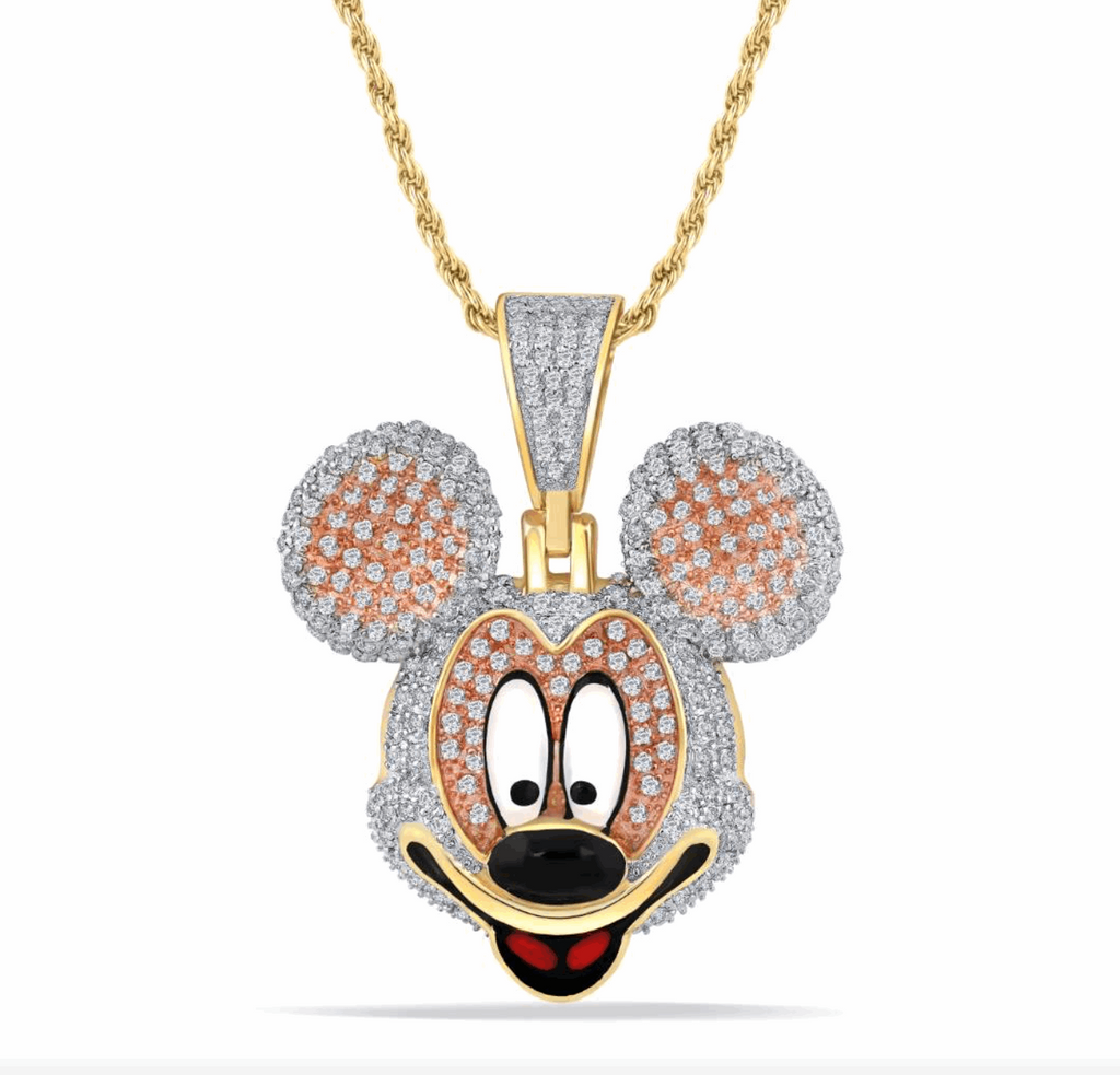 10K Gold Diamond Micky Mouse Pendant 0.86CT