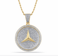 10K Gold Diamond Mercedes Logo Pendant 1.18CT